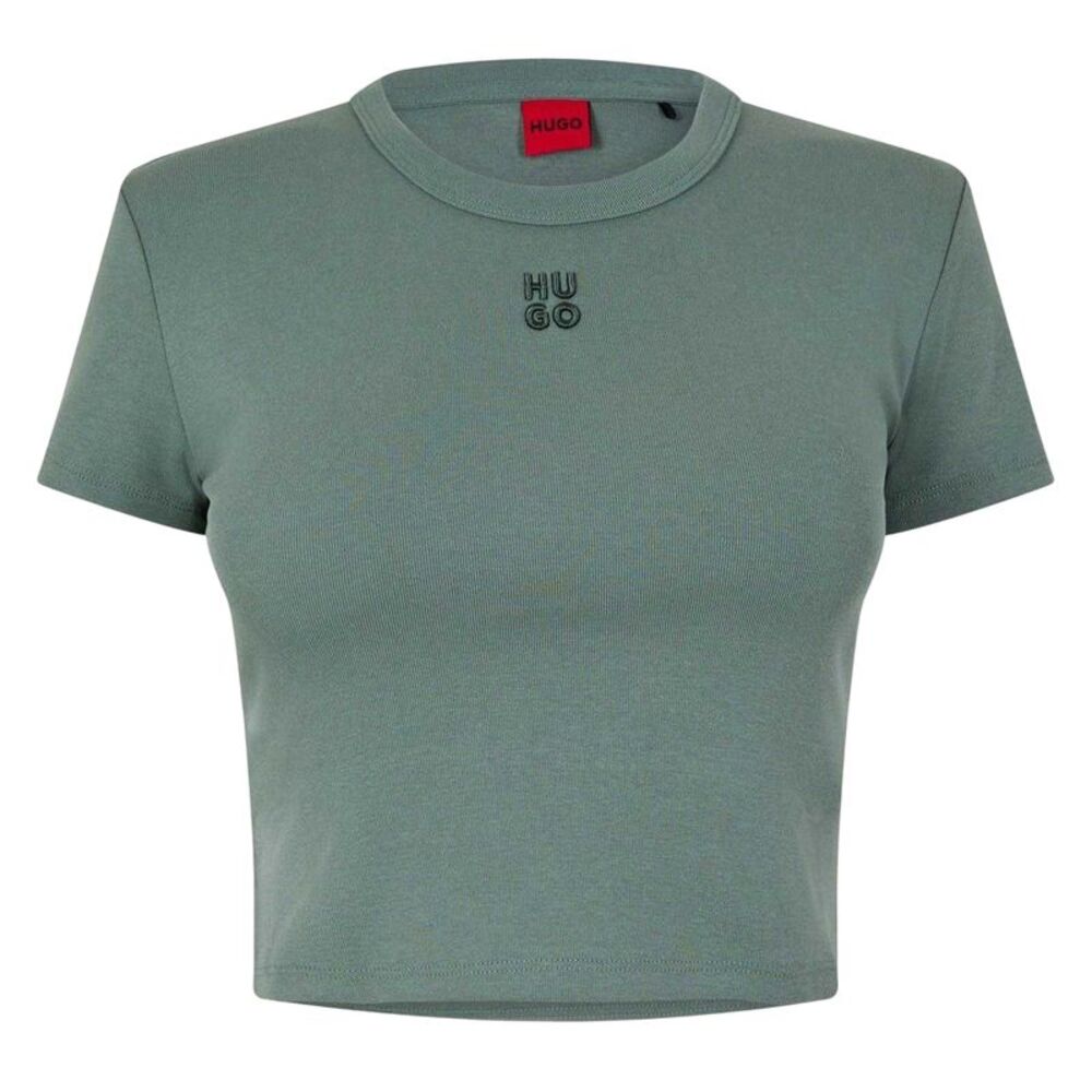 Hugo Womens/Ladies Logo Cotton Crop T-Shirt / Green